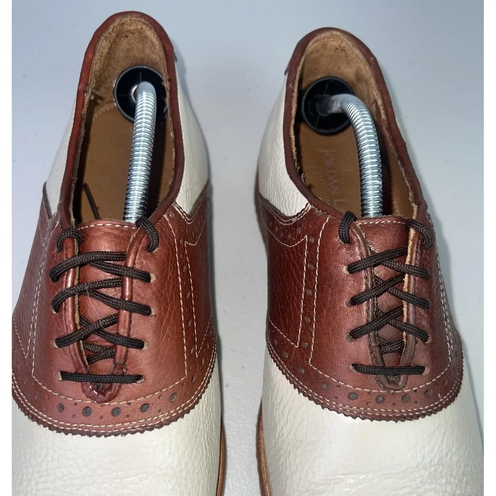 Jordan Lash Charleston Shoes Mens 10.5 White Brown Leather Saddle Dress Oxfords